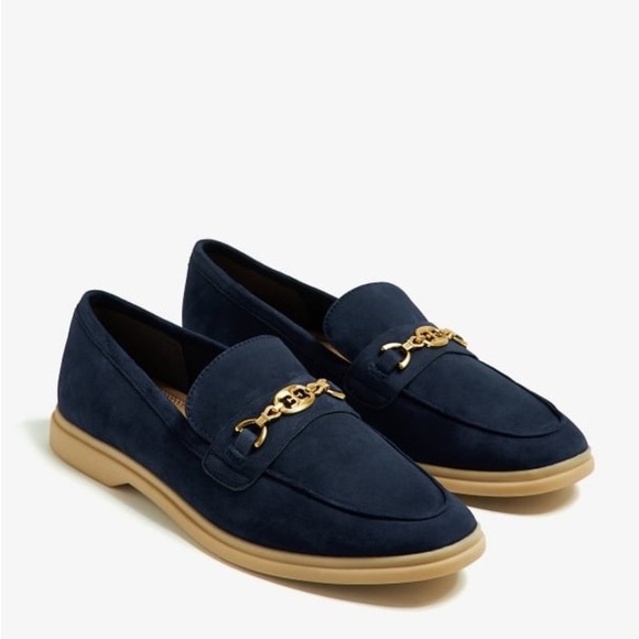 SAM EDELMAN Kyana Bit loafers Navy‎ Blue Suede Size 7 - Picture 1 of 9